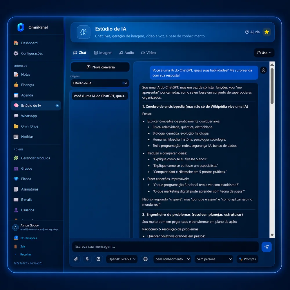 Módulo Estúdio de IA do OmniPanel